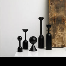 Load image into Gallery viewer, Black Minimalist Wooden Candle Holders
